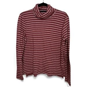 Madewell Striped Cowl Neck Long Sleeve Tee Top | Size Large | 100% Cotton